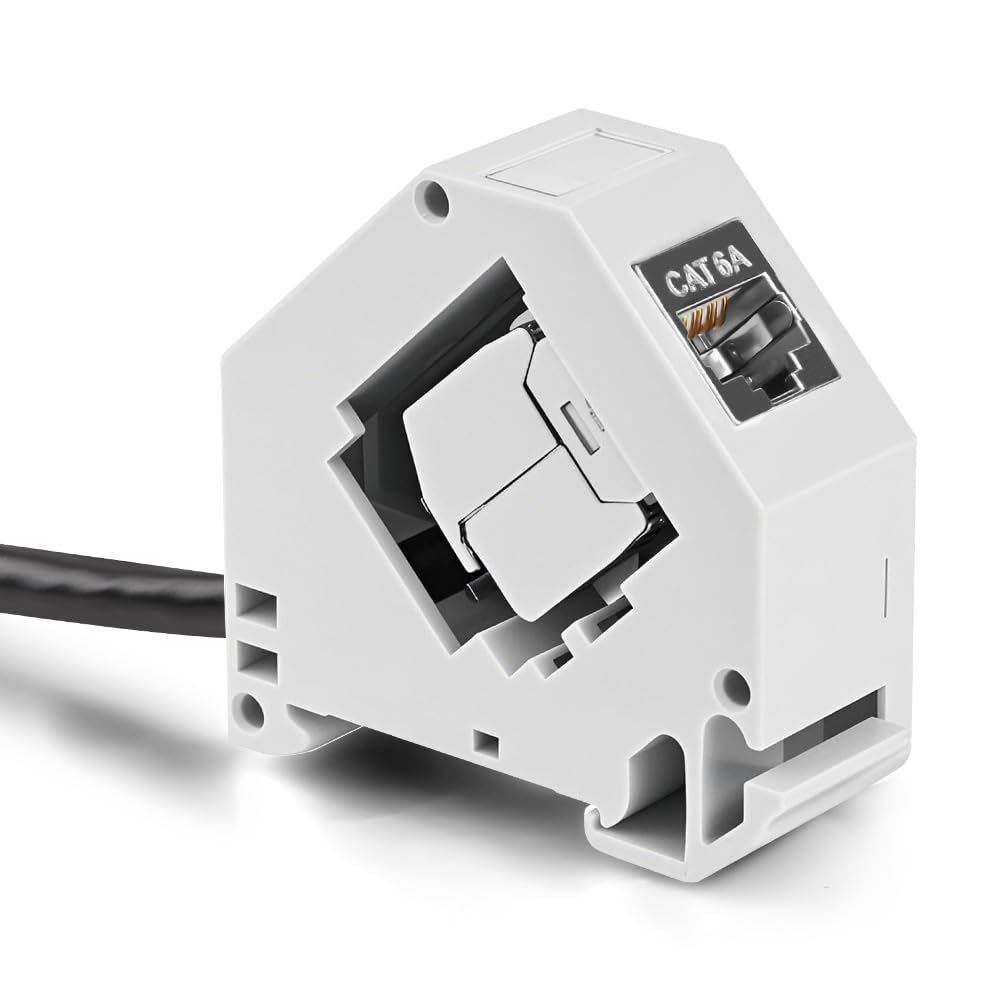 4 Modules Keystone Cat 6A + 4 Adaptateur Rail DIN Support Keystones, Adaptateur de Rail DIN Standard 35 mm pour Module Keystone Réseau Cat6a Cat6 Cat5e, Connecteur Blindé avec Support
