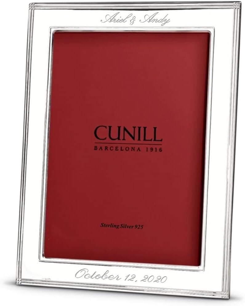 Cunill Personalized Sterling Silver Picture Frame, Madison 8x10 Engraved Frame, Custom Engraved Frame, Mahogany Wood Back