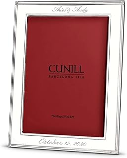 Cunill Personalized Sterling Silver Picture Frame, Madison 8x10 Engraved Frame, Custom Engraved Frame, Mahogany Wood Back