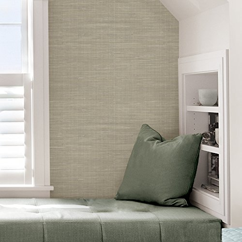Nuwallpaper Nus2215 Wheat Grasscloth Peel & Stick Wallpaper, Neutral #TOP4
