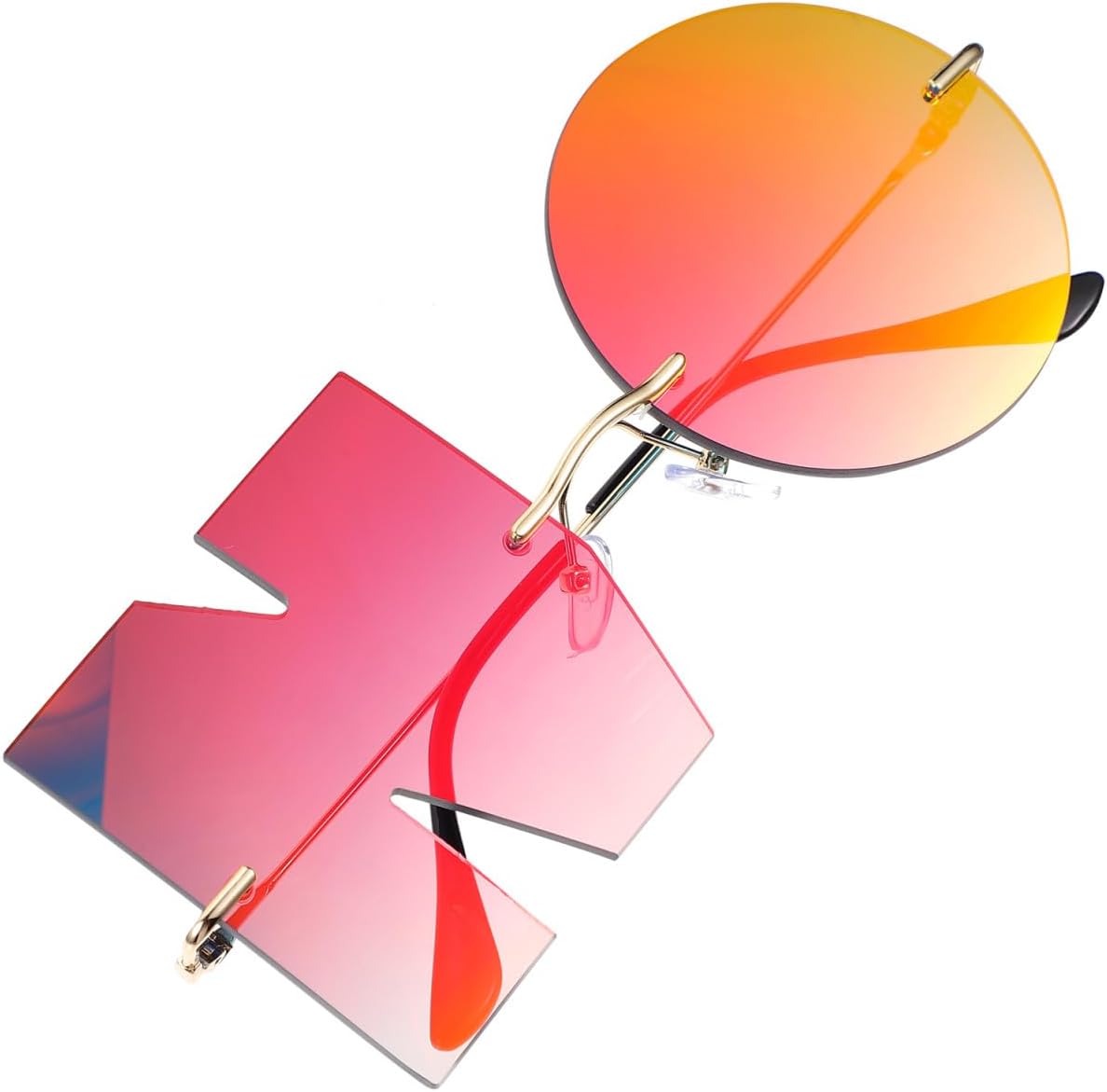 Abaodam Fashion Alphabet Sunglasses for Men and Women, Gold Frame Red Lens Sun Glasses, Beach Eyewear Party Photo Accessories