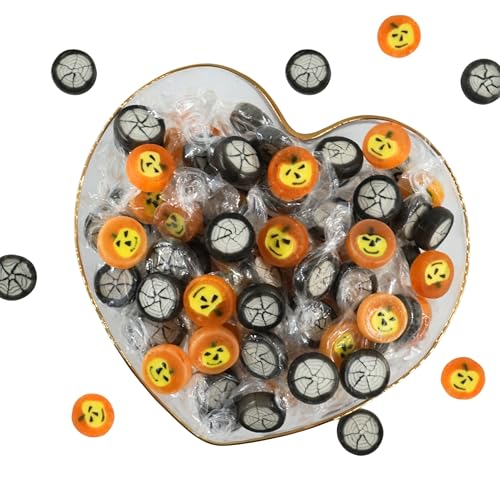 EinsSein Halloween Bonbons Kürbis & Spinnennetz orange schwarz | 250g Halloween Süßigkeiten gruselig | vegane Rocks Candy perfekt für Party Deko | Großpackung Süßes oder Saures Mitgebsel