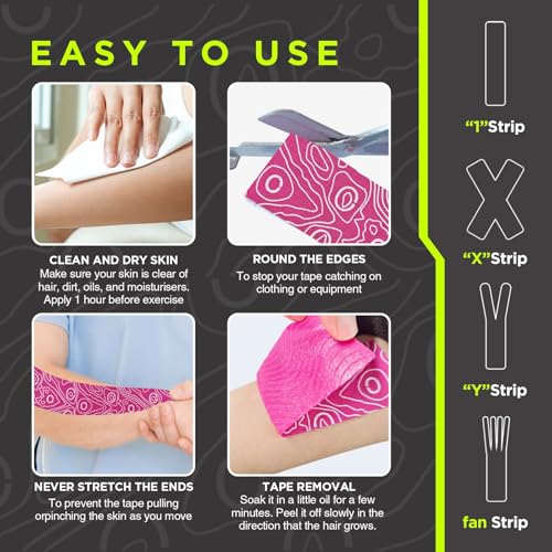 OK TAPE PRO Kinesiology Tape Uncut Roll, Elastic Physical Therapy Athletic Tape for Pain Relief, Muscle Support, Kinetic Tape, Water Resistant, 2in X 16.4ft -Pink 4 Pack