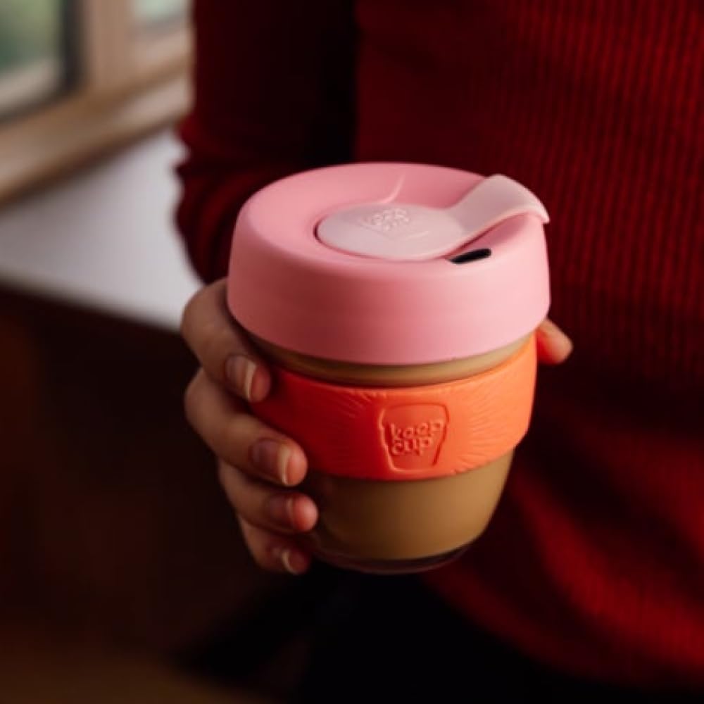 KeepCup Brew, Reusable Coffee Cup - Tempered Glass and Splashproof Sipper Lid, Small 8oz/227ml - Tangerine - Image 2