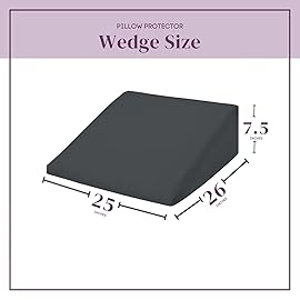 CirclesHome Wedge Pillow Cover 100% Cotton, Zippered Wedge Pillow Case Protector, Soft, Hypoallergenic & Breathable -Dark Grey, (25Wx26Lx7.5)