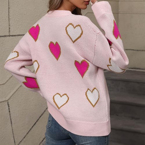 Juniors Heart Lover Graphic Loose Fit Boat Neck Sweater for Women Long Sleeve Crochet Winter Fall 2025 Fashion Y2K4