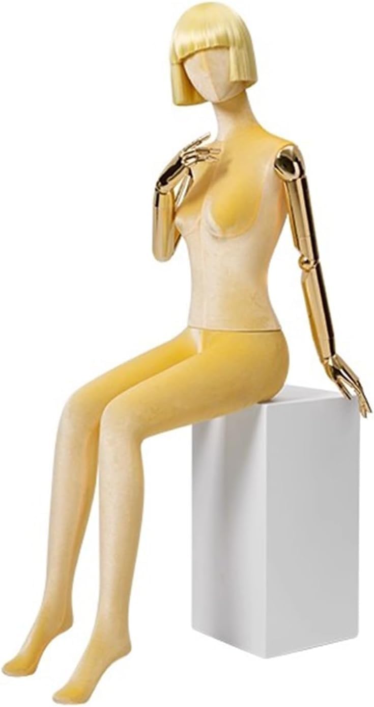 CONGRUI Human Retail Mannequins Sitting 61 Inch Tall Full Body Manikin Torso, Used To Display Hats, Glasses(Brown)