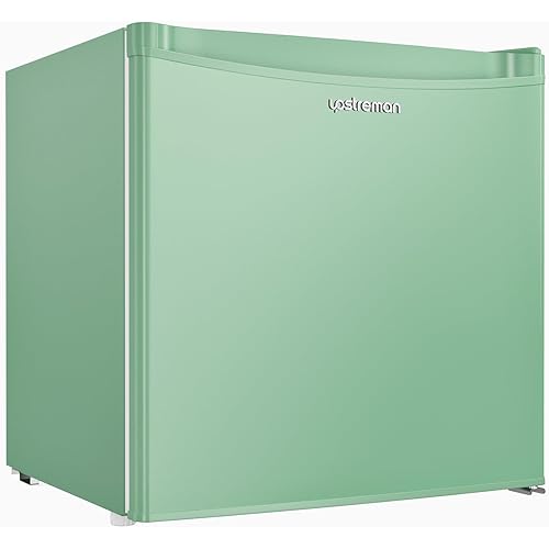Upstreman 1.7 Cu.ft Mini Fridge with Freezer, Dorm Essentials, Adjustable Thermostat, Energy Saving, Low Noise, Single Door Compact Refrigerator for Dorm, Office, Bedroom, Mint Green-FR17