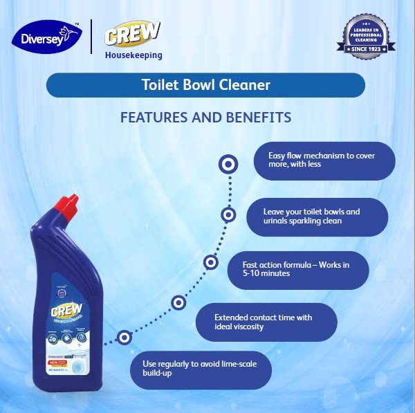 Image of Diversey Crew Toilet Bowl Cleaner - 1 L | Deodorizes | Tough on Stubborn Stains | Fast Action Formula