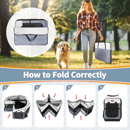 Seiyierr Dog Playpen, Portable Pet Play Pen Foldable Carrying Case, Puppy Pens Outsid for Small Cat Indoor/Outdoor, Removable Mesh Shade Cover by Seiyierr - Image 8