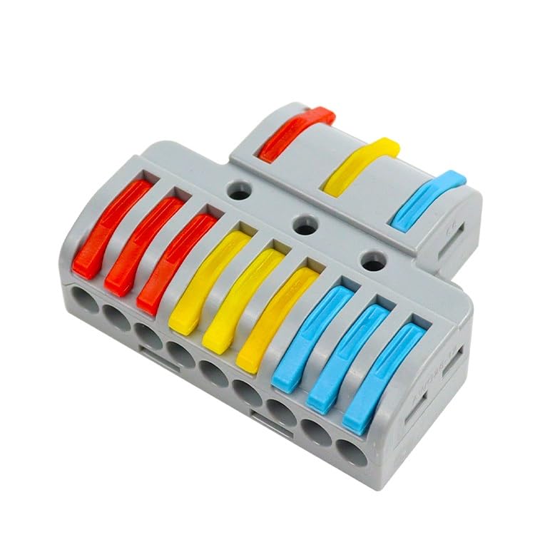 Image of ZIVIK 3 in 9 Out Quick Wire Connector, 2 Pcs Push-in Releasable Cable Conductor, Secure & Removable Electrical Connector, Fast Terminal Block Distribution Wire Jointer Cable Conductor Clamp