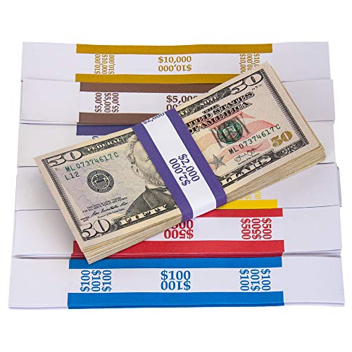 NATURALABEL 300 Assorted Currency Straps Self Sealing Money Bands Pack 300 (6 Colors)