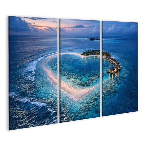 Tableau sur toile Maldives islandburner triptyque paysage mer décoration salon moderne
