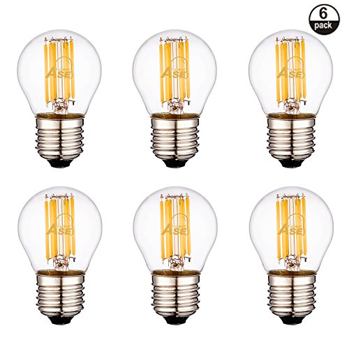 ASELIHGT 6W G45 Led filament bulb, Dimmable E27 2700K LED Light Bulbs,60 Watt Incandescent Bulbs Replacement,G45 E27 600LM 2700K Warm White,6W G45 LED Bulbs,6 Pack