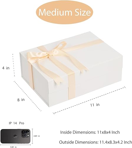 Miniatura 9 de Cajas de regalo rosas con tapas, paquete de 5, caja de regalo mediana de 11 x 8 x 4 pulgadas con cinta, cajas de regalo plegables con cierre
