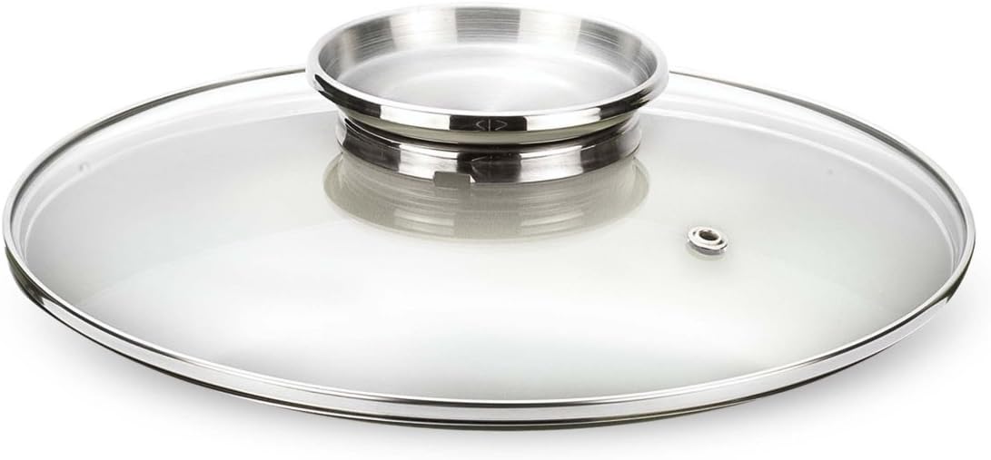 Pensofal Biostone Glass Lid with S/Steel Aroma Knob-Diameter 32 Cm, Stainless Steel, White