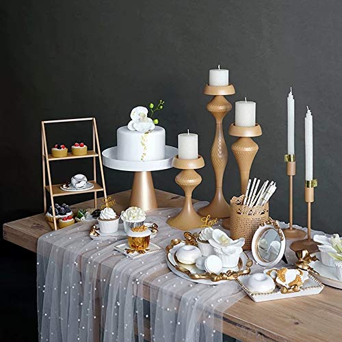 Timecosy Table Runner Wedding Arch Decorations Table Line Bridal Shower Decor Fabric Romantic Pearl Lace Tablecloth For Events Embroidered Sheer Wrinkle Free White Dessert Table Cloth Chiffon Tulle White thumb #2