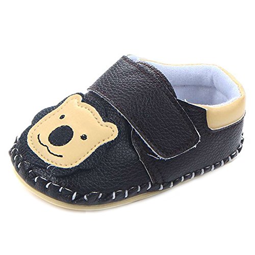 Lidiano Baby Non Slip Rubber Sole Cartoon First Walking Slippers Crib Shoes Newborn Infant Toddler Training Shoes (18-24 Months, Black Lion)