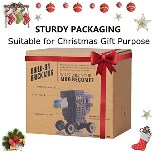 Poxiwin Build-On Brick Coffee Mug,Novelty Cup Creative Diy Gifts For Kids Men Women Birthday Xmas,Blue #TOP5