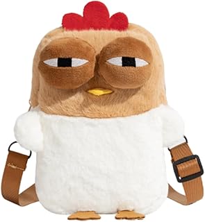 Cute Chicken Purse, Kawaii Funny Novelty Chick Crossbody Bag for Women, Mini Plush Hen Purse with Adjustable Strap