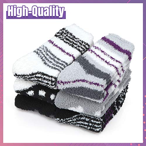 Image of Toes Home Fuzzy Socks for Women, 6 Pairs Cozy Winter Fluffy Slipper Socks