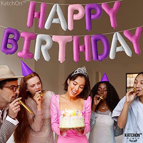 Katchon, Pink And Purple Happy Birthday Balloon - 16 Inch | Unicorn Happy Birthday Banner For Pink And Purple Party Decorations Girls | Pink And Purple Birthday Decorations, Unicorn Party Decorations #TOP1