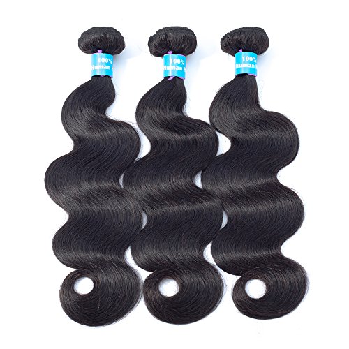 HiMei Hair 7A Brazilian Body Wave 3 Bundles Natural Black Brazilian Hair Bundles Virgin Human Hair Bundles Human Hair Weave (14 16 18inch)