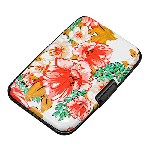 Image of Elfish Mini RFID Aluminum Wallet Credit Cards Holder Business Card Case Metal ID Case for Men Women, Flower22