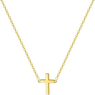 Zeffy Cross Necklace for Women, 18k Gold/Silver Plated Tiny Cross Pendant Necklace Simple Layered Cross Necklaces Gold Jewelry for Women