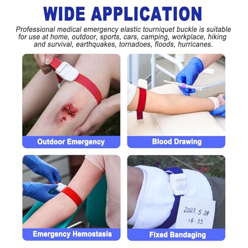 6pcs tourniquets emergency tourniquet buckle band elastic first aid tourniquets single-handed application for home outdoor sport camping hiking emergency 6pcs-colorful