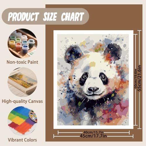 XTCIXAL Paint by Numbers Kit for Adults Beginners, Panda Paint by Number for Adult - 16" Wx20 L, Panda Acrylic Canvas Painting Kits for Gifts Home Wall Decor — view 2