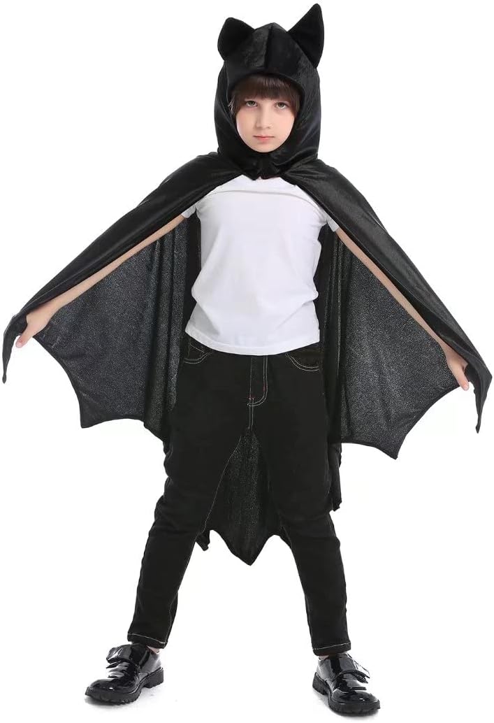OLLULL Dress Up Cosplay Bat Cape Boys Girls Halloween hero Costumes Color Black