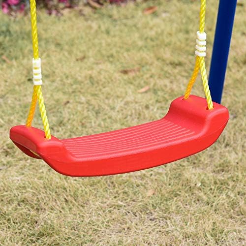 Outsunny Metal Children's Garden Swings with Seat Swing Set Adjustable Rope Heavy Duty A-Frame Stand Backyard Outdoor Playset for Kids Fun 3-8 Years Old Blue