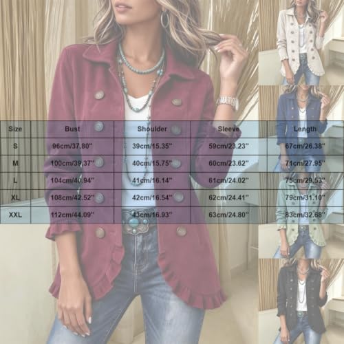 Open Front Jacket for Women Ruffle Trim Slim Fit Button Down Peplum Coats - image 5