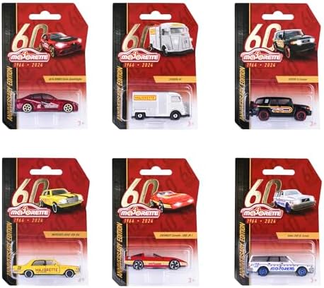 Majorette - 60 Yıl Dönümü Premium Edition minyatür araba, rastgele 6 araba seçimi Metal oyuncaklar (on yıl başına bir model), 7,5 cm, 3 yaşından itibaren - Görsel 7