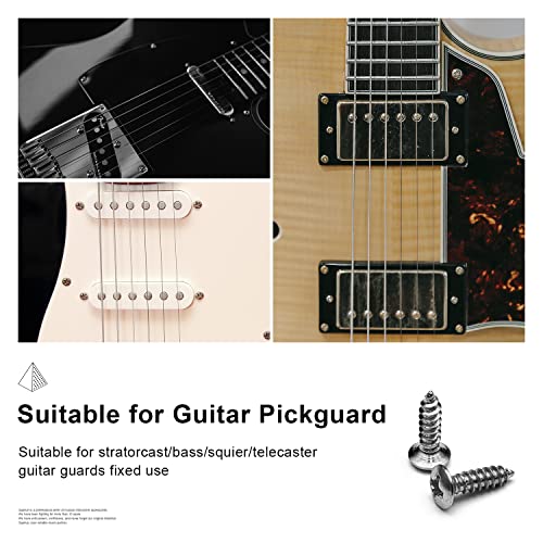 Maxcheer 100Pack Guitar & Bass Pickguard Screws For Strat & Tele (Chrome 100 Pack) #TOP3