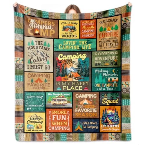 Camping Blanket for Camper Gifts and Lovers
