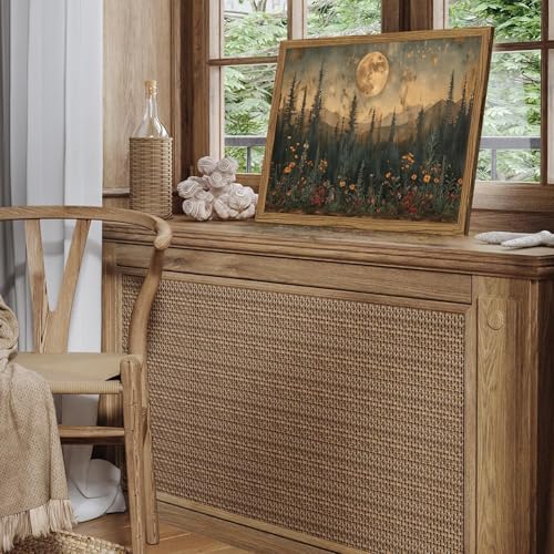 Vintage Nature Forest Wall Art Dark Moon Landscape Painting Wall Decor Woodland Picture Artwork 3D Textured Hand Drawn Sandstone for Farmhouse Bedroom Living Room 16x24 inch Wood Framed by YFvrPt - Used condition - Image 4