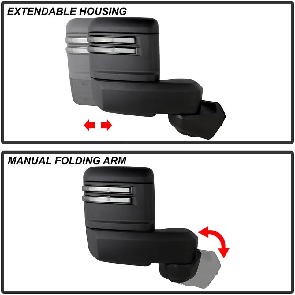 KEEKPO - Compatible with 2019-2025 GMC Sierra 1500 Black Power Heated LED Signal Blind Spot Temp Sensor Tow Mirrors Pair
