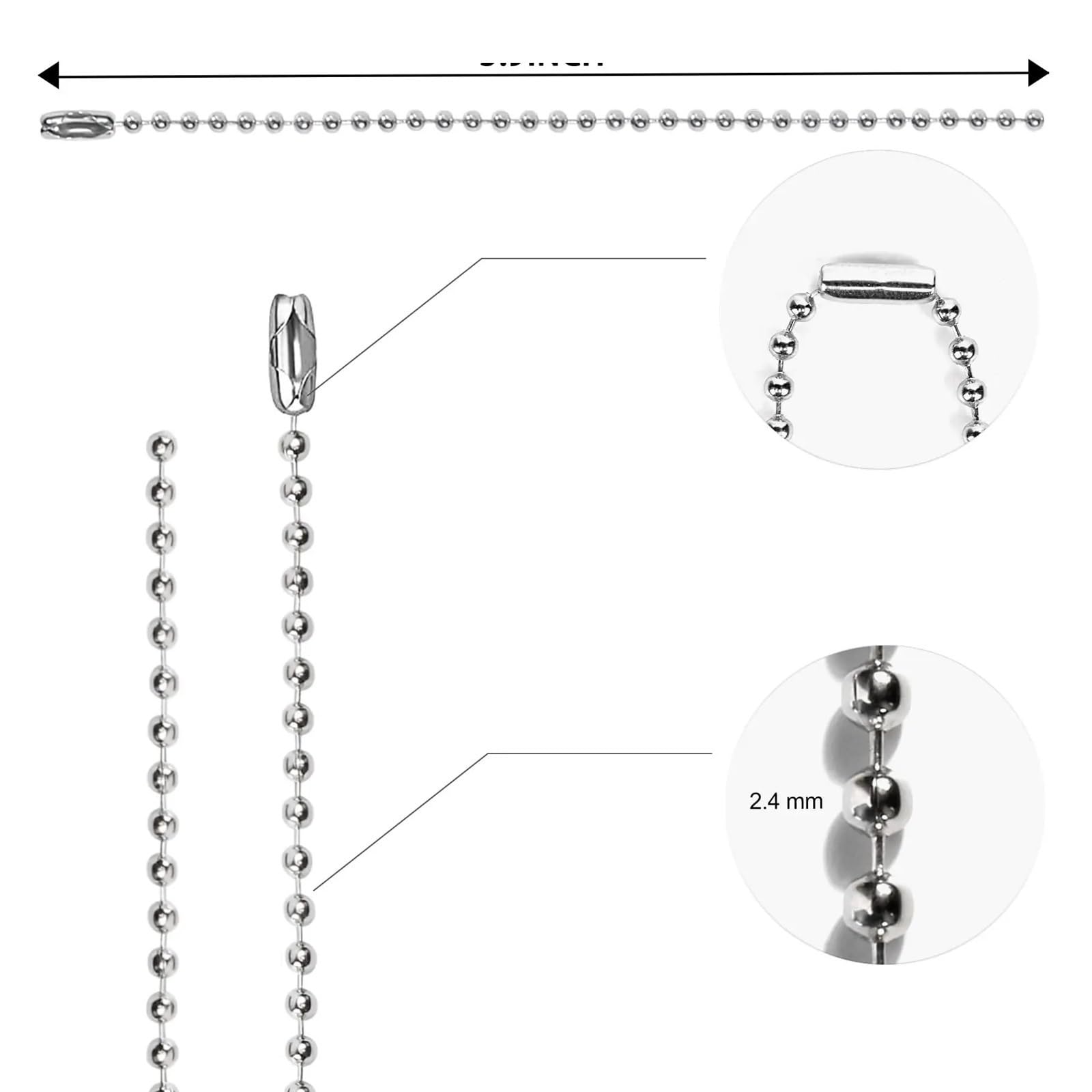 Kugelketten, Silberner Schlüsselanhänger, Ringe, Erkennungsmarke, Metall, klein, mit Anschlüssen for hängende Dekoration