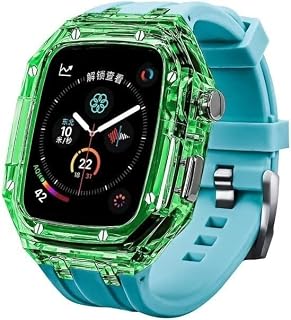 GUMMMY Kit de modificación, funda protectora transparente, correa de goma, para Apple Watch 8, 7, 6, 5, 4, SE, 45 mm, 44 mm, caja de reloj colorida de goma