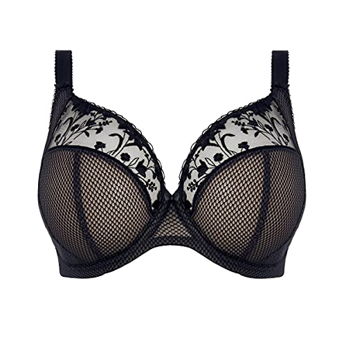 Elomi Women's Plus Size Charley Embroidered Underwire Plunge Bra, Jet, 36E #TOP4
