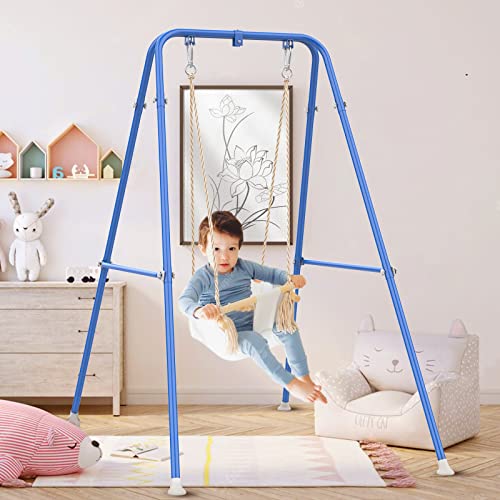 Swing Stand For Kids,Baby Swing Frame, Toddler Swing Stand, A-Frame Metal Swing Sets For Backyard, Outdoor Indoor Heavy Duty Swing Set, Fits For Most Of The Toddlers Swings… (Blue) #TOP2