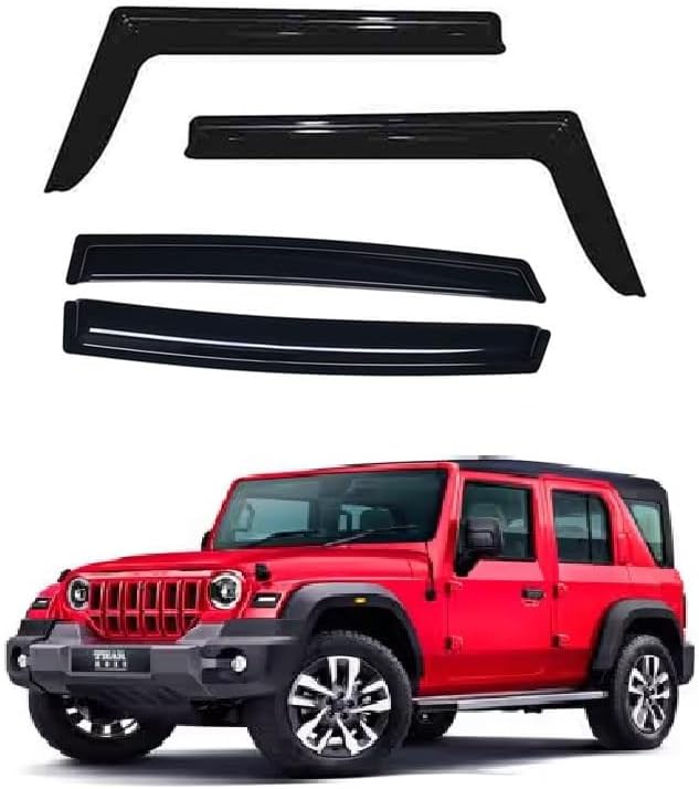 Unbreakable Door Visor/Wind Deflector/Rain Guard Compatible for Thar Roxx New (Set of 4PCs)