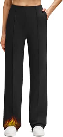 G4Free Women's Fleece-Lined Wide-Leg Pants with Pockets