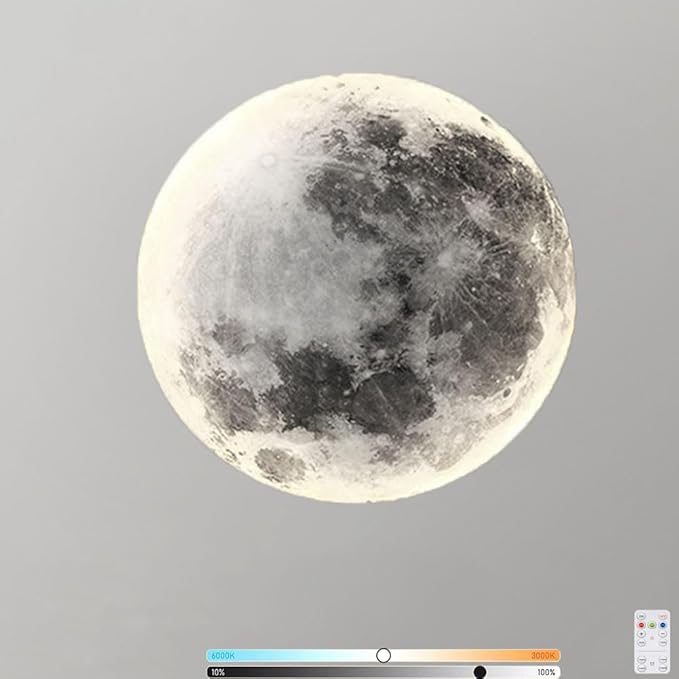 LOGT Maan Wandlamp LED Indoor Dimbaar met Afstandsbediening Muurlampe Ronde Aarde Kinderkamer Lamp Maan Lamp Moderne Decoratie Nachtkastje Lamp Kinderen Muurverlichting voor Meisjes Jongens,60CM