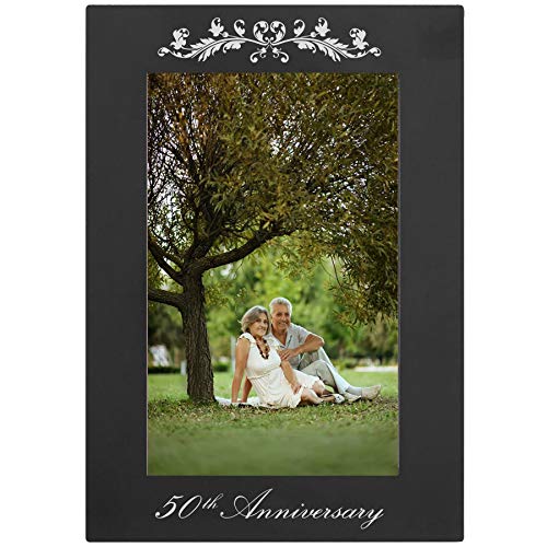 Customgiftsnow 50Th Anniversary - Laser Engraved Anodized Aluminum Hanging/Tabletop Wedding Photo Picture Frame #TOP12