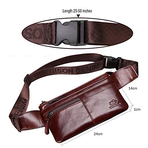 Bison Denim Leather Waist Pack Fanny Pack Hip Purse Travel Hiking Bum Bag Belt Bag For Men Women #TOP1