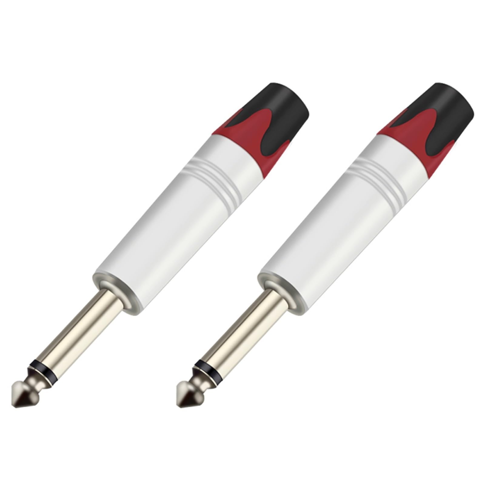 10 pezzi mono 6,35 mm jack 1/4" 6,3 mm maschio connettore cavo saldatore tubo alluminio presa microfono audio (rosso)