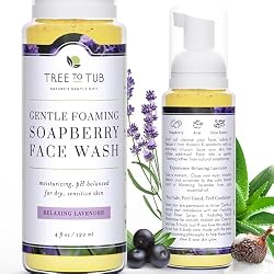 Tree to Tub Sensitive Skin Face Wash for Dry Skin - Moisturizing Gentle Face Cleanser for Women & Men, Hydrating Foaming Facial Cleanser, Daily Face Soap w/Organic Aloe Vera, All Natural Lavender Oil